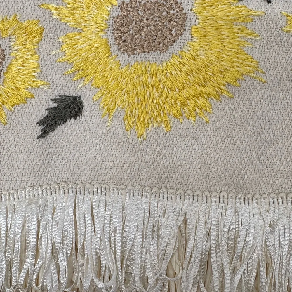 Boston Proper Yellow Floral Embroidered Mini Skirt with Fringe - Picture 4 of 5